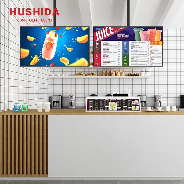Hanging Wall Mounted Menu Display Screen 32 inch Lcd Advertising Display Digital Menu Board For Restaurant Fast Food Shop