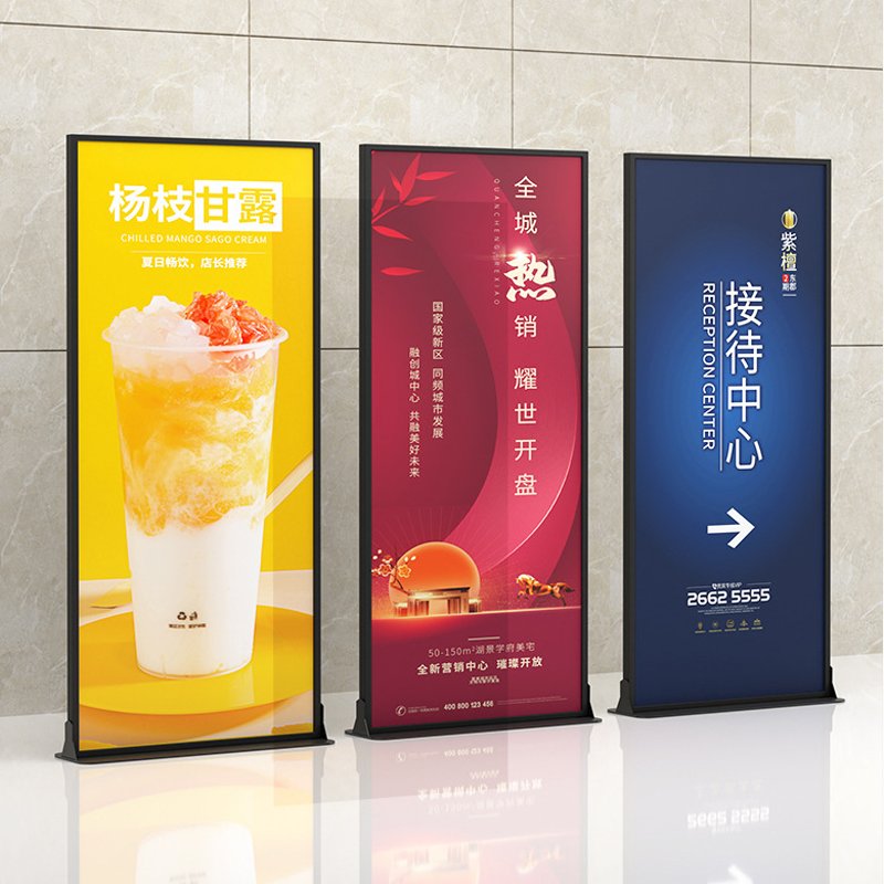 Hot Sales Deluxe Aluminum Roll-Up Display Full Wide Base Outdoor Exhibit Banner Stand KT Board Display Stand Advertising