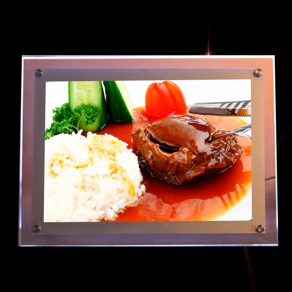 Snap Frame Slim Acrylic Advertising LED Illuminated Lightbox A3 Lighted Up Menu Board