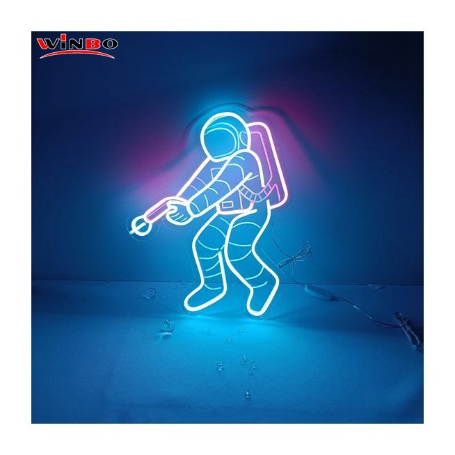 Winbo Advertising Indoor Led Neon Sign Light Letter Led Led Silicone Tube Neon Flex Party Wall Decor Astronaut Neon Sign