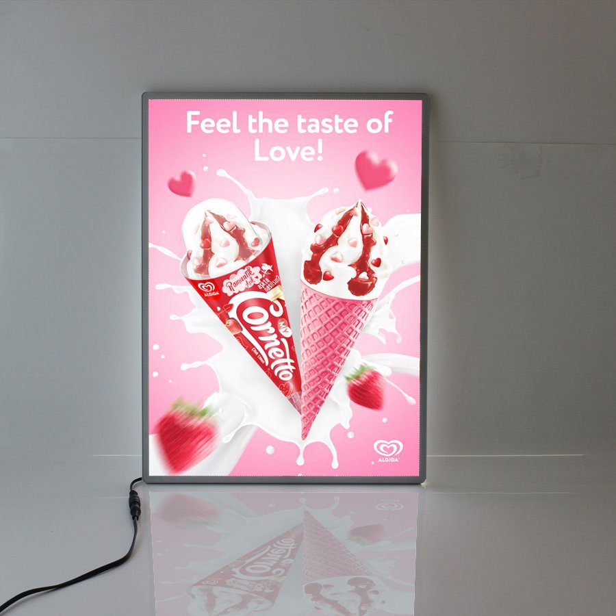 Aluminum Frame LED Menu Board Display Fast Food Cafe Illuminated Backlit Advertising Light Box Indoor Use Hanging Glass