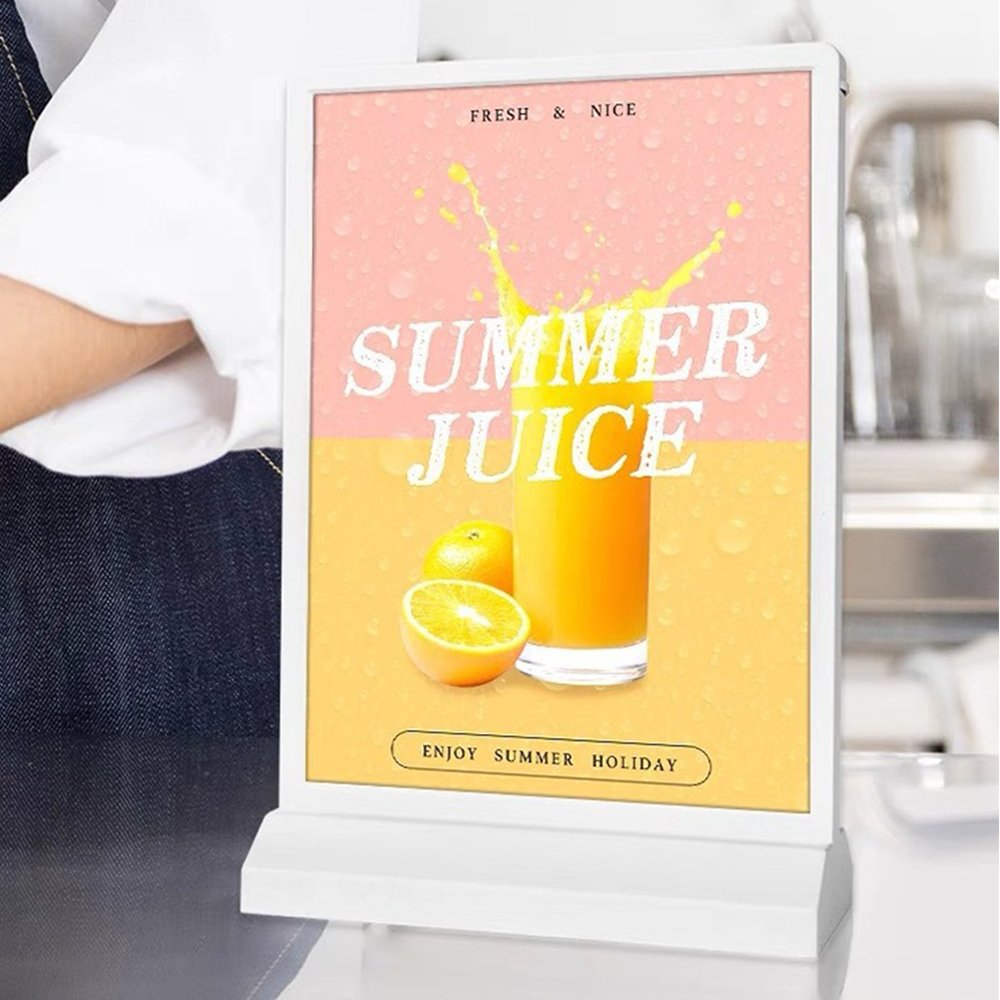 Rechargeable LED A4 A5 Table Top Menu Board for Restaurants Slim Double Sided Advertising Sign with Rechargeable Battery