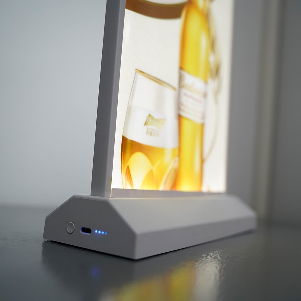 Rechargeable LED A4 A5 Table Top Menu Board for Restaurants Slim Double Sided Advertising Sign with Rechargeable Battery