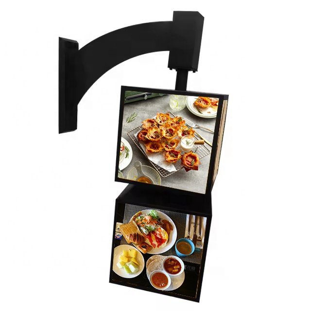 4-Sided Illuminated Signs Outdoor Advertising Menu Board Rotating Led Light Box Display For Restaurant Coffee Shop