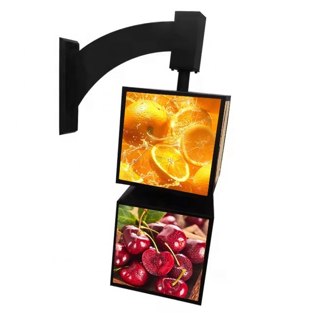 4-Sided Illuminated Signs Outdoor Advertising Menu Board Rotating Led Light Box Display For Restaurant Coffee Shop