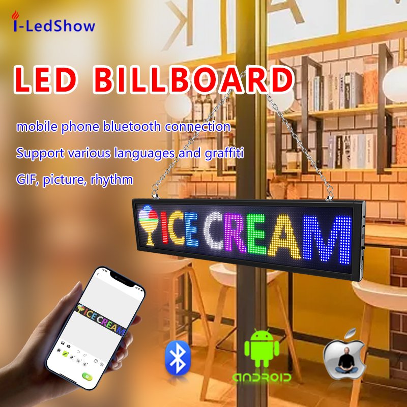 Full Color Scrolling LED Message Board App Custom Words Advertising LED Screen Bar Shop Open Sign Digital Bus Destination Board