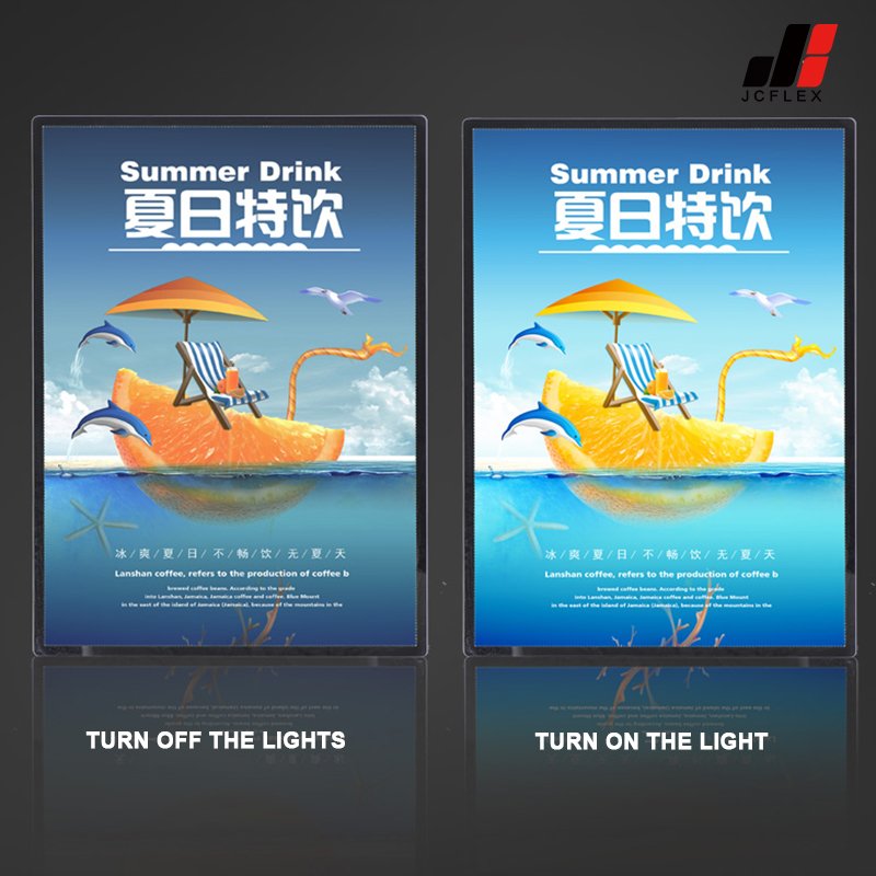 A1 A2 A3 A4 Open Ultra-Thin Aluminum Snap Photo Frame Light Box with Tempered Glass LED for Restaurant Menu Board Advertising