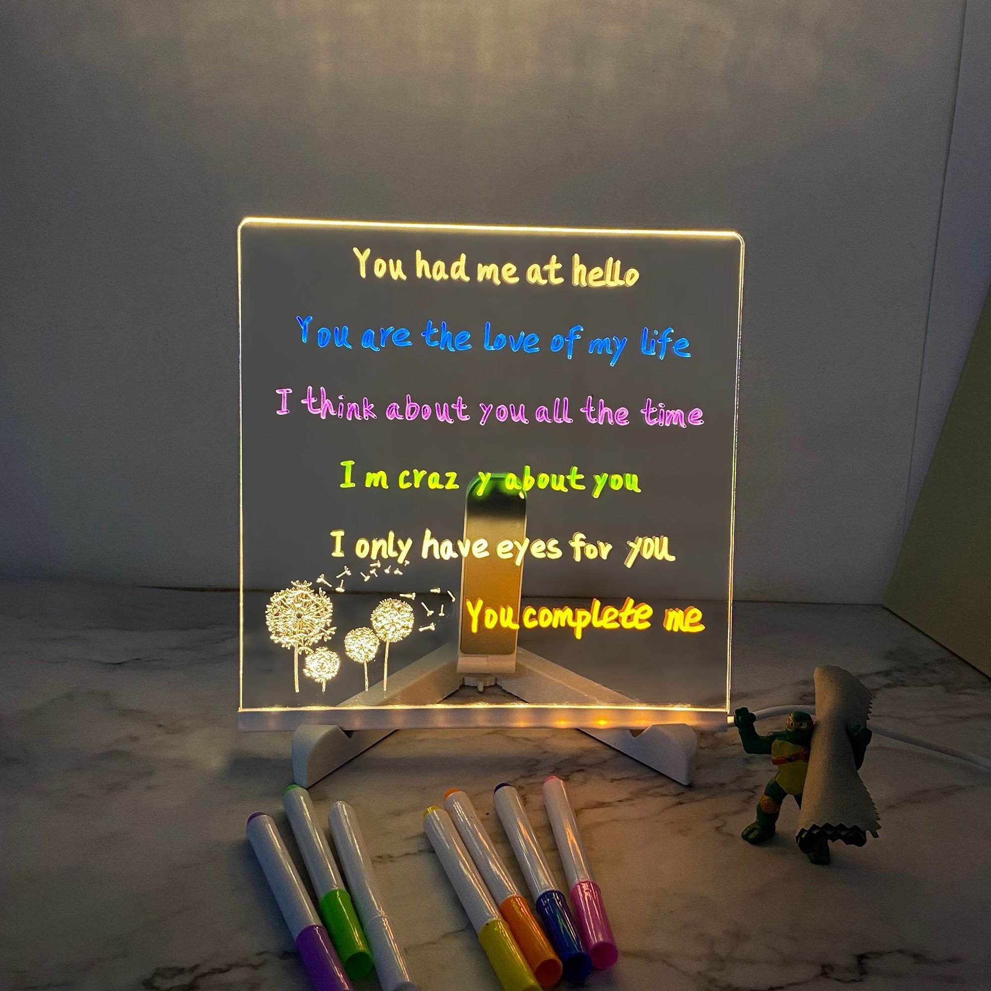 Luminous Note Board Acrylic Erasable Memo Portable Writing Board For Office School Home LED Acrylic Message Board