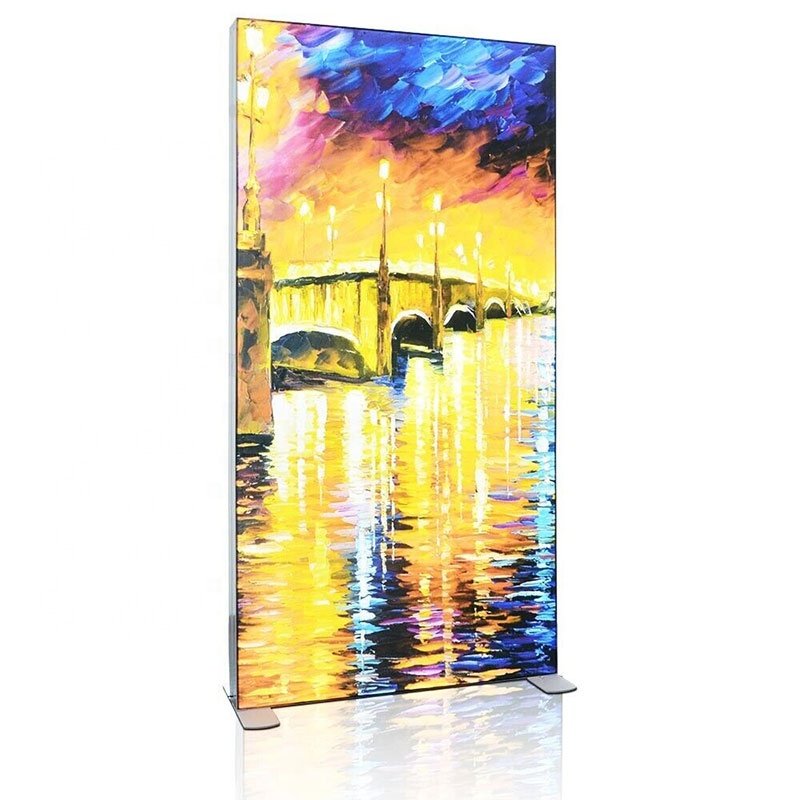 Tradeshow advertising tension fabric free stand floor LED light box display backlit exhibition hall SEG signs