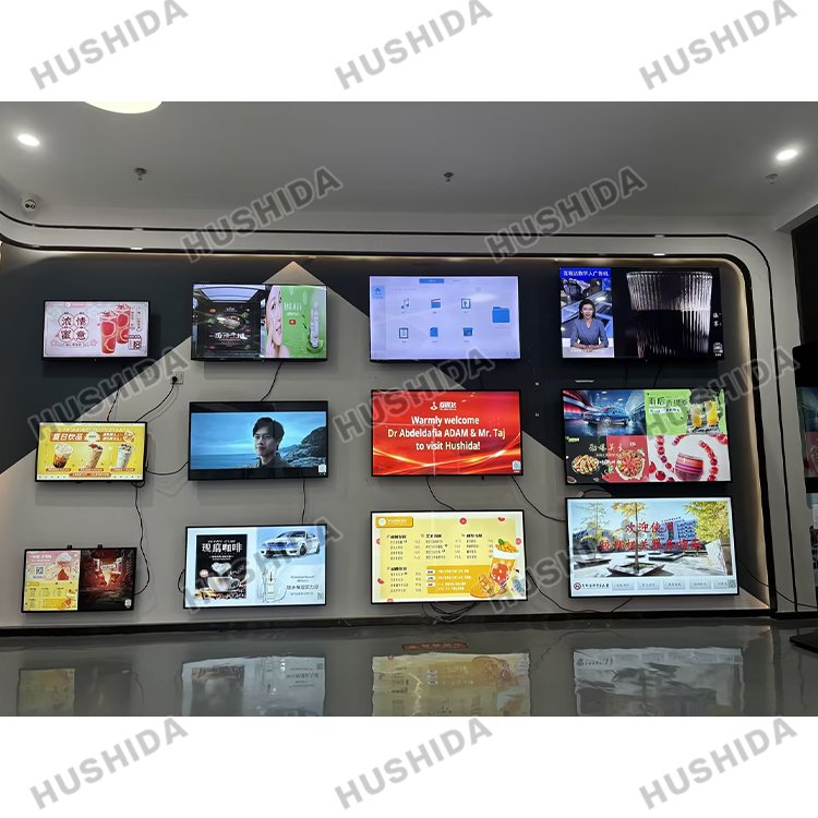HUSHIDA Ultra Thin High Resolution Wifi Wall Mounted Display screen Commercial LCD Advertising Display Menu Board Manufacturer