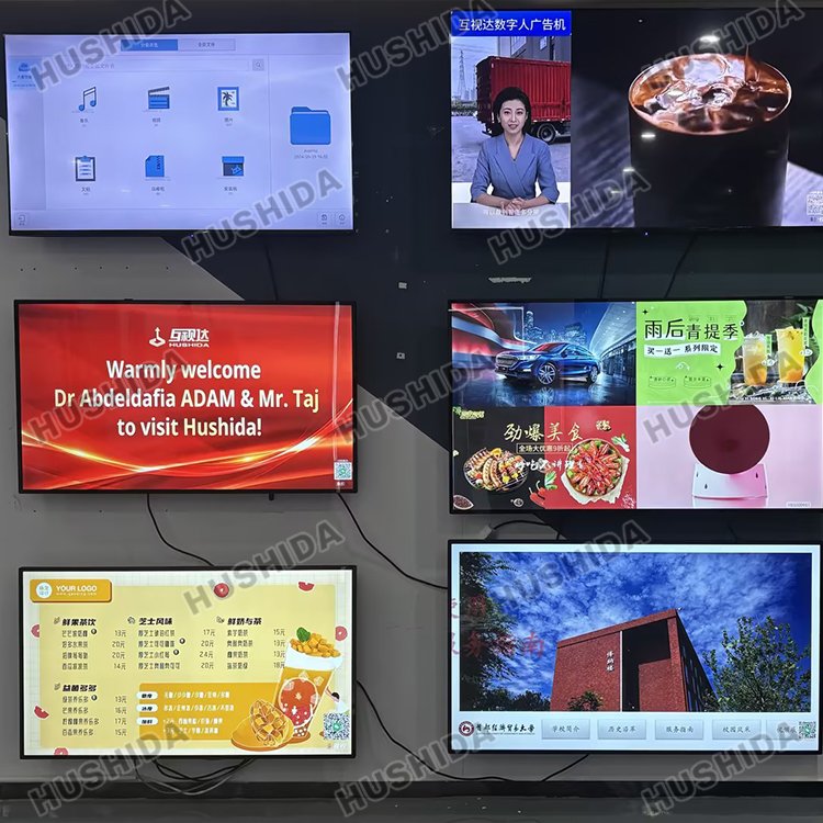 HUSHIDA Ultra Thin High Resolution Wifi Wall Mounted Display screen Commercial LCD Advertising Display Menu Board Manufacturer