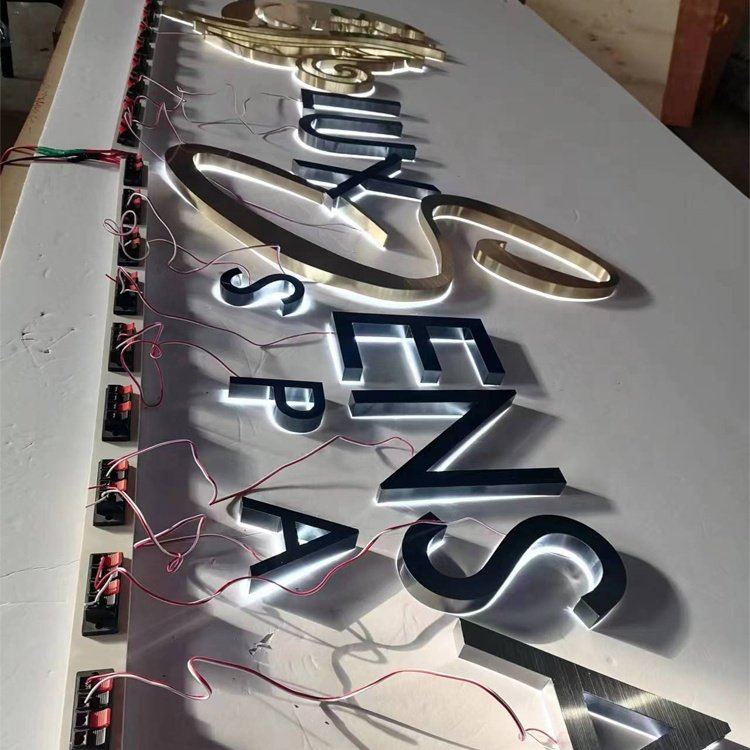 Factory indoor stainless steel edgelit backlight letter logo signage acrylic sign custom led backlit sign board for restaurant