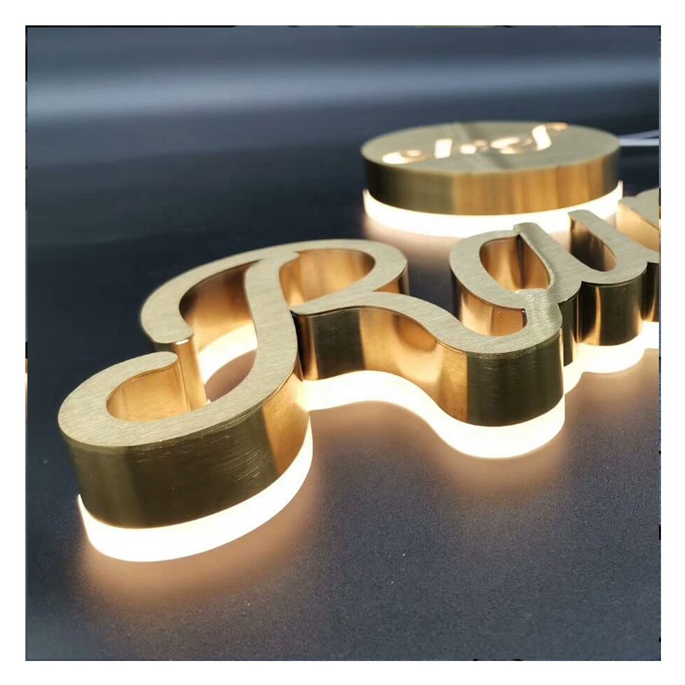 Factory indoor stainless steel edgelit backlight letter logo signage acrylic sign custom led backlit sign board for restaurant