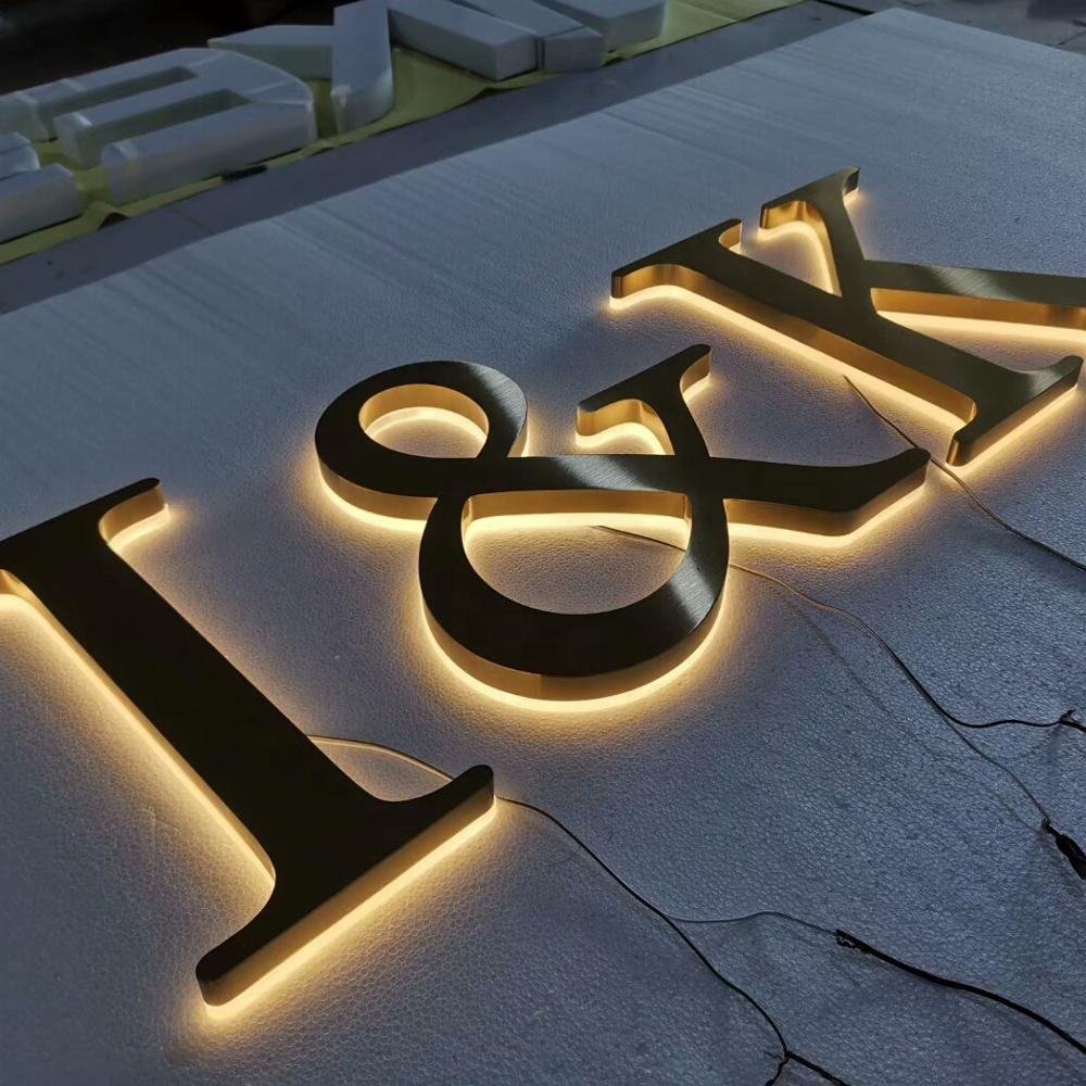 Factory indoor stainless steel edgelit backlight letter logo signage acrylic sign custom led backlit sign board for restaurant