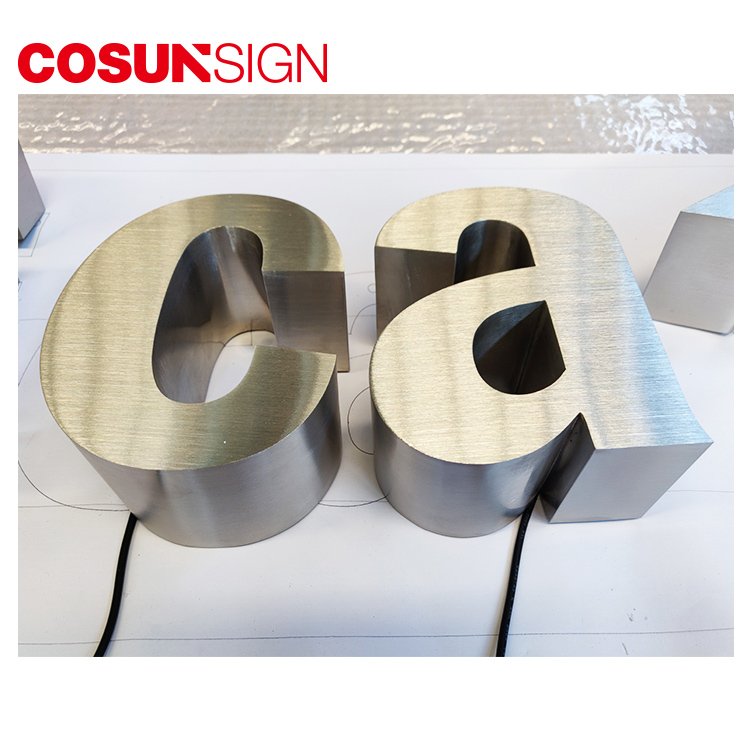 Outdoor illuminated back lit stainless steel advertising board