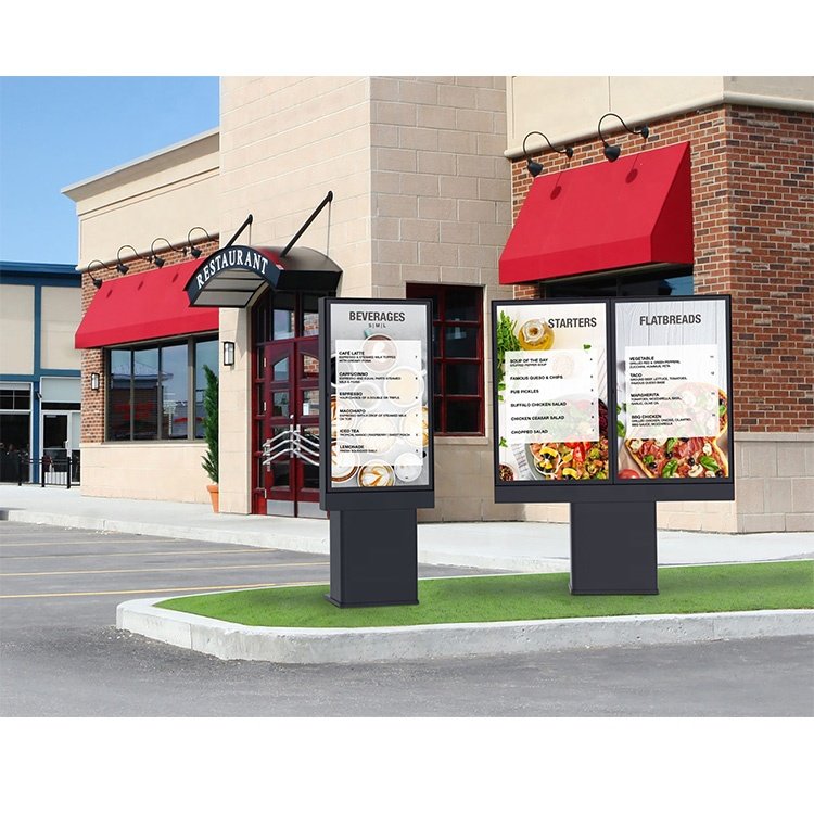 IP65 Outdoor drive through menu advertising kiosk ultra thin standing display drive thru menu board for restaurants