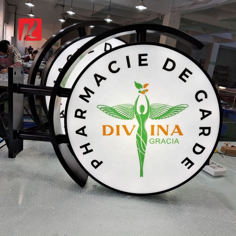 Custom DIY Round LED Light Box Double Sided Advertising Light Box Sign Acrylic Lightbox For Coffee Shop, Restaurants