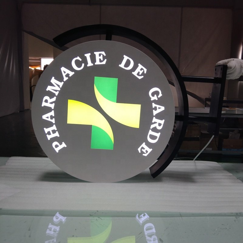 Custom DIY Round LED Light Box Double Sided Advertising Light Box Sign Acrylic Lightbox For Coffee Shop, Restaurants