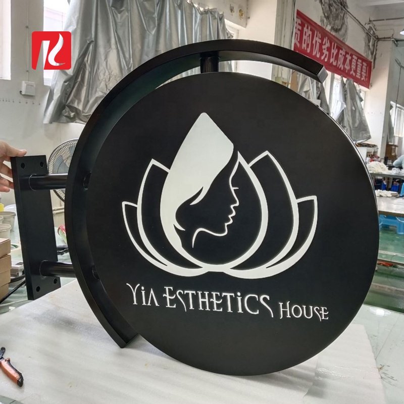 Custom DIY Round LED Light Box Double Sided Advertising Light Box Sign Acrylic Lightbox For Coffee Shop, Restaurants