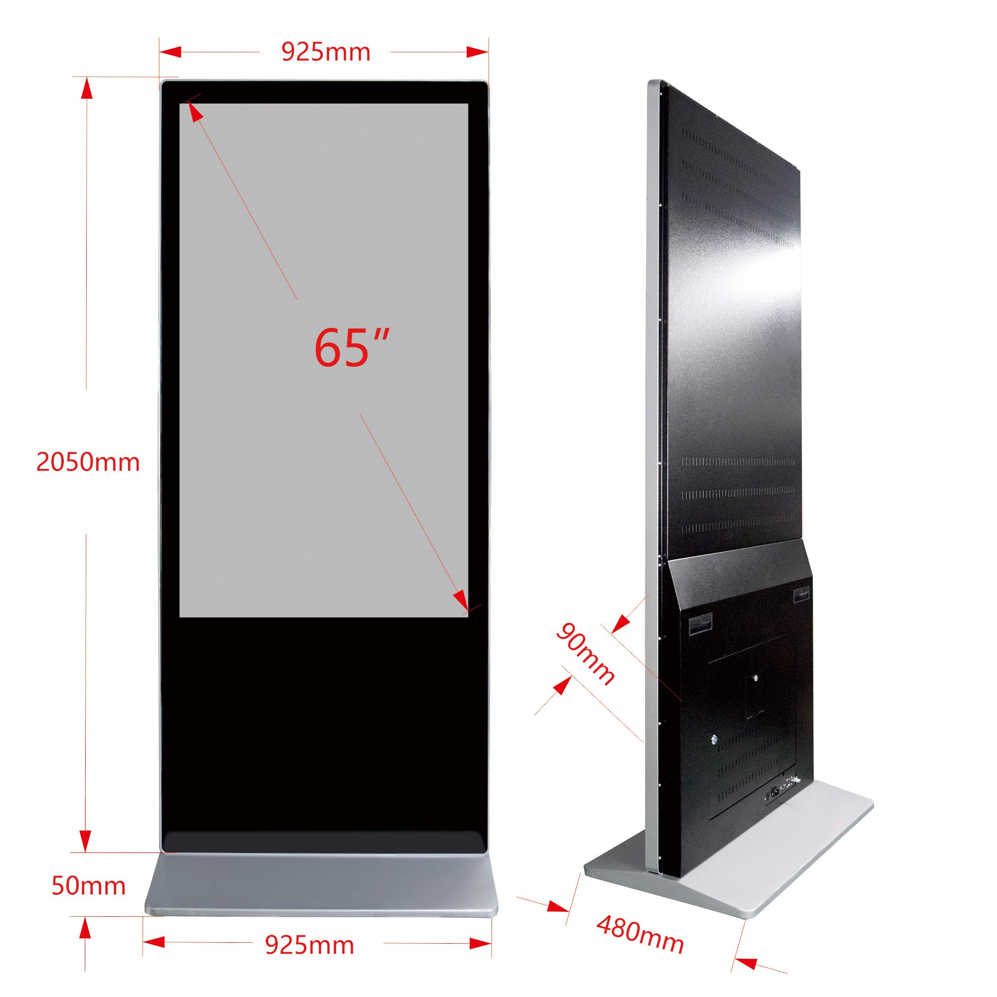 Freestanding display Ultra HD 65inch indoor LCD Commercial 5G WIFI smart touch digital signage advertising kiosk totem equipment