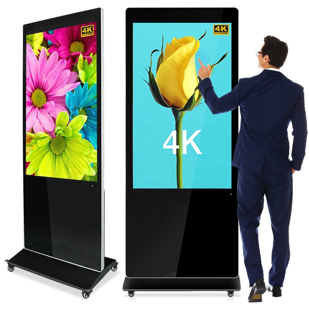 Freestanding display Ultra HD 65inch indoor LCD Commercial 5G WIFI smart touch digital signage advertising kiosk totem equipment