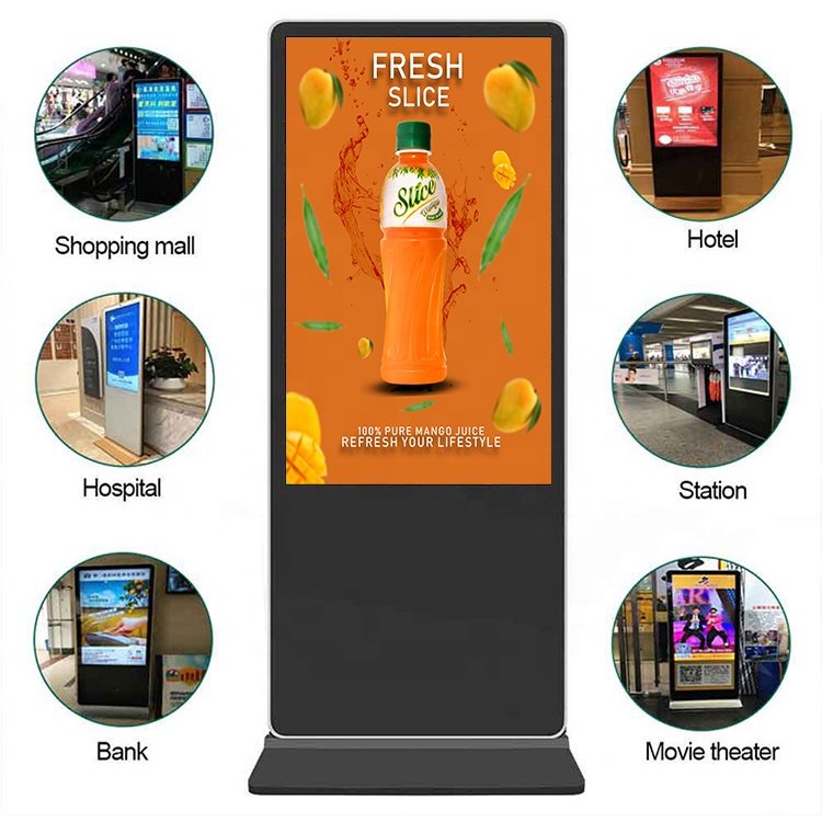 Freestanding display Ultra HD 65inch indoor LCD Commercial 5G WIFI smart touch digital signage advertising kiosk totem equipment