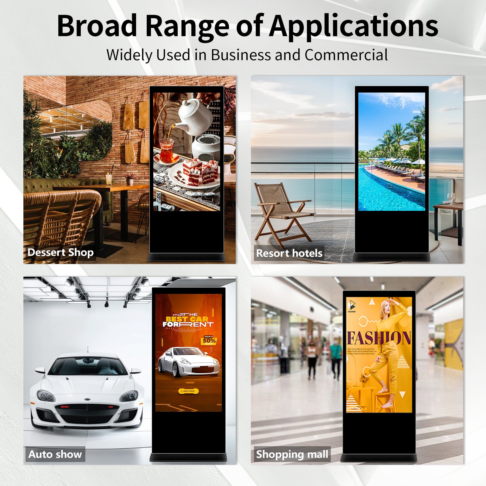 Freestanding display Ultra HD 65inch indoor LCD Commercial 5G WIFI smart touch digital signage advertising kiosk totem equipment