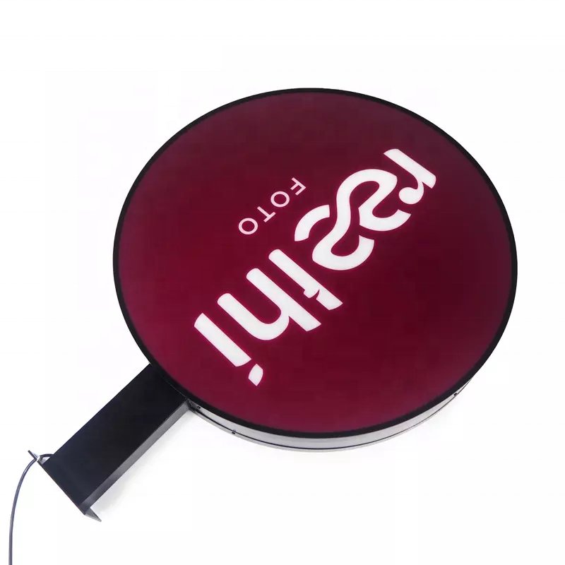 Round Acrylic Exterior Circle LED brand Sign shop advertising luminous light box outdoor signage custom design display