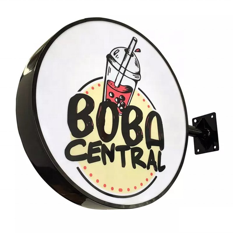 Round Acrylic Exterior Circle LED brand Sign shop advertising luminous light box outdoor signage custom design display