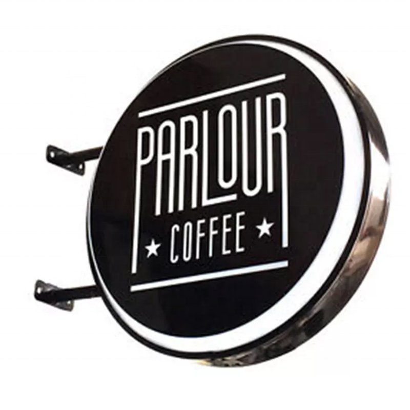 Round Acrylic Exterior Circle LED brand Sign shop advertising luminous light box outdoor signage custom design display