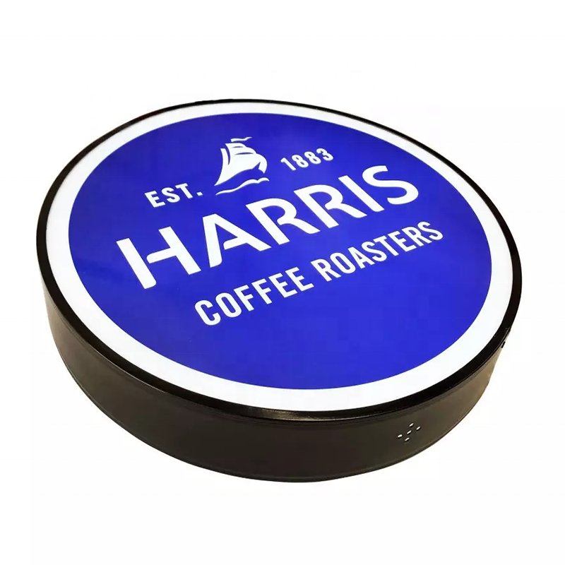 Round Acrylic Exterior Circle LED brand Sign shop advertising luminous light box outdoor signage custom design display