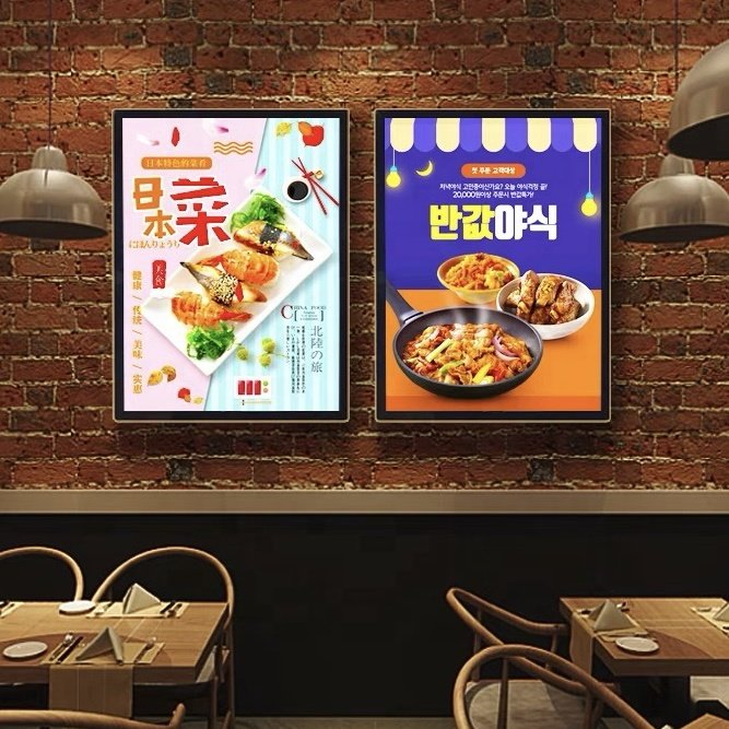 Wall Mounted Fast Food Restaurant Cafe Order Menu Board Aluminum Frame Magnetic Advertising Led Light Boxes