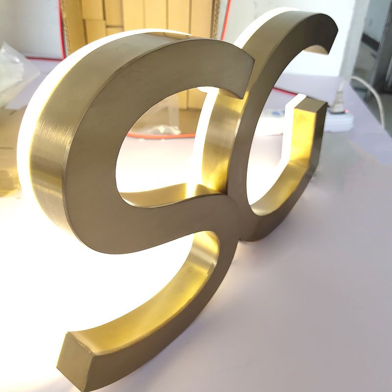 Brushed Silver Back Lit Business Logo Led Advertising Letters Sign 3D Led Business Metal Acrylic Store Sign Led Backlit Letters