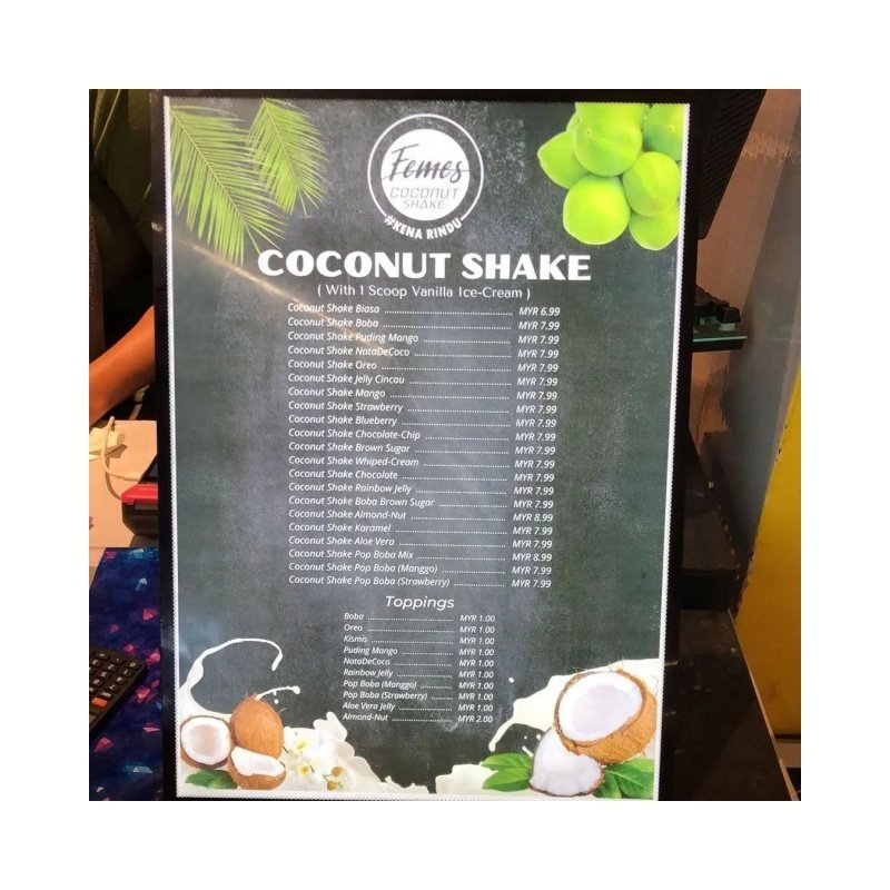 led photo frame light box glass advertising led restaurant menu board