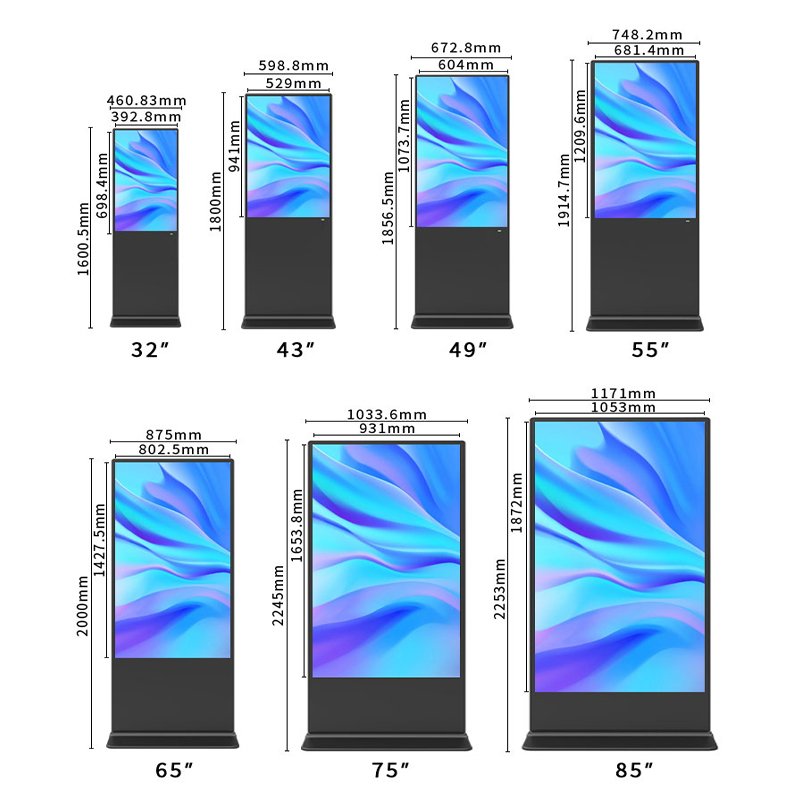65 inch indoor advertising display vertical infrared touch screen digital signage lcd display
