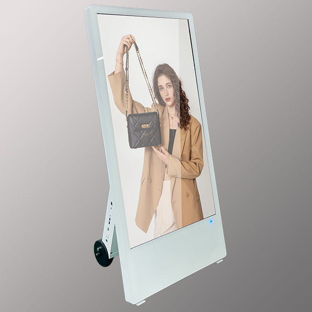 43 Inch battery powered digital poster portable advertising boards portable display movable kiosk