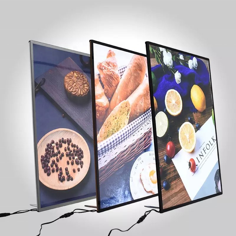 Direct Factory High Brightness Restaurant Marketing Tabletop LED Menu Display Aluminum Alloy Profile Poster Advertising Sign