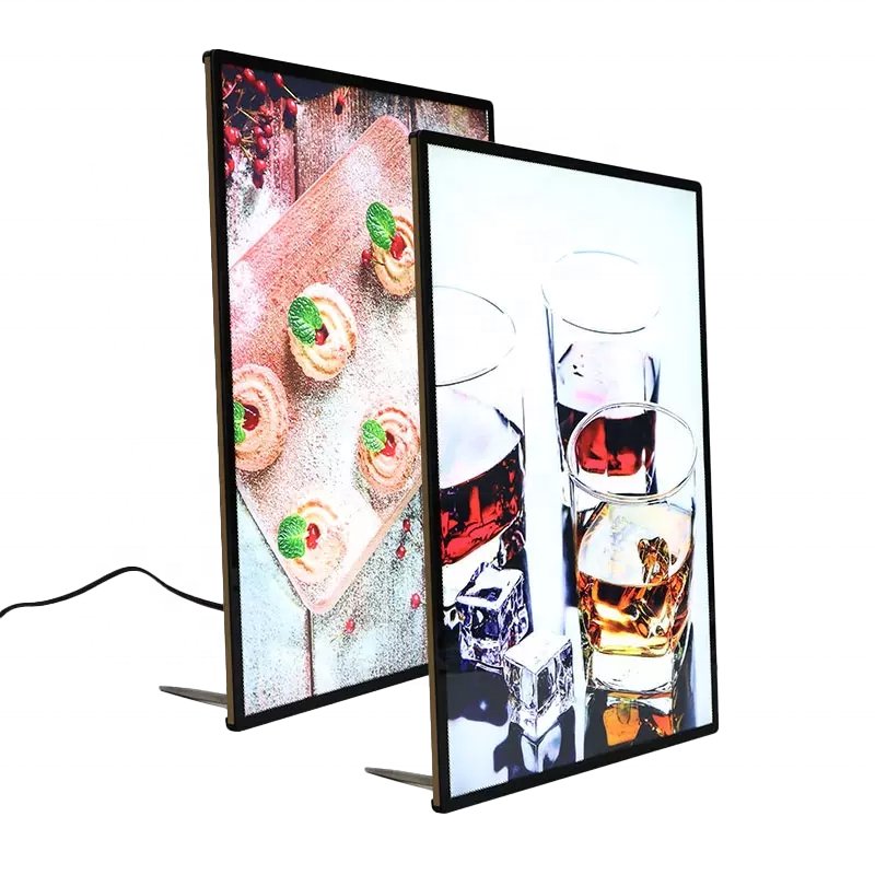 Direct Factory High Brightness Restaurant Marketing Tabletop LED Menu Display Aluminum Alloy Profile Poster Advertising Sign