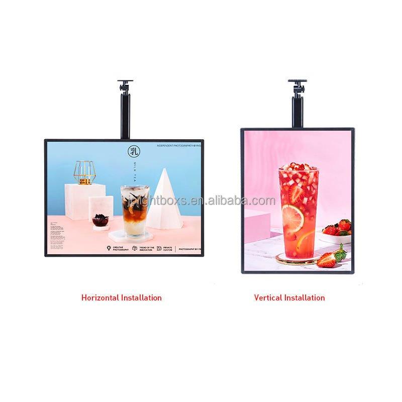 Custom Indoor Rectangle-Shaped A4 Size LED Light Box Low Power Consumption Slim Aluminium Photo Frame Easy Hanging Installation