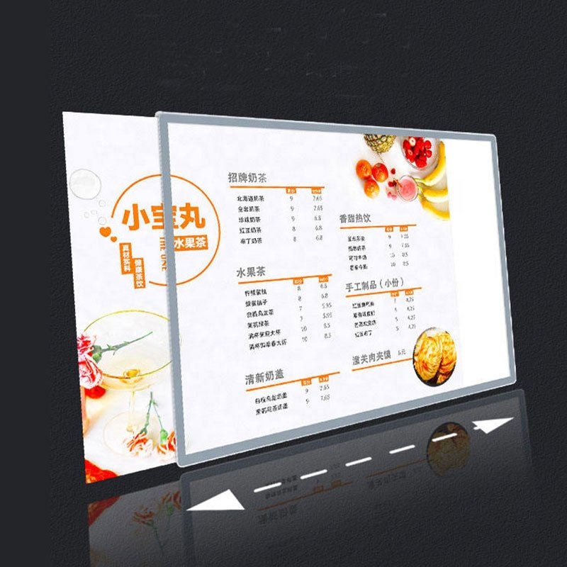 Custom Indoor Rectangle-Shaped A4 Size LED Light Box Low Power Consumption Slim Aluminium Photo Frame Easy Hanging Installation