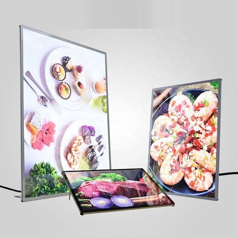 Custom Indoor Rectangle-Shaped A4 Size LED Light Box Low Power Consumption Slim Aluminium Photo Frame Easy Hanging Installation