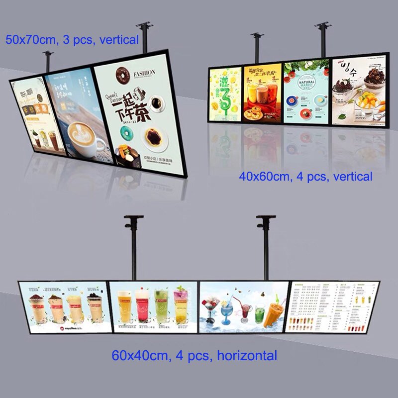 New Slim Snap Frame LED Light Box Illuminated Poster Display Led Menu Board For Restaurant Cafe Shops Wall Mounted Billboard