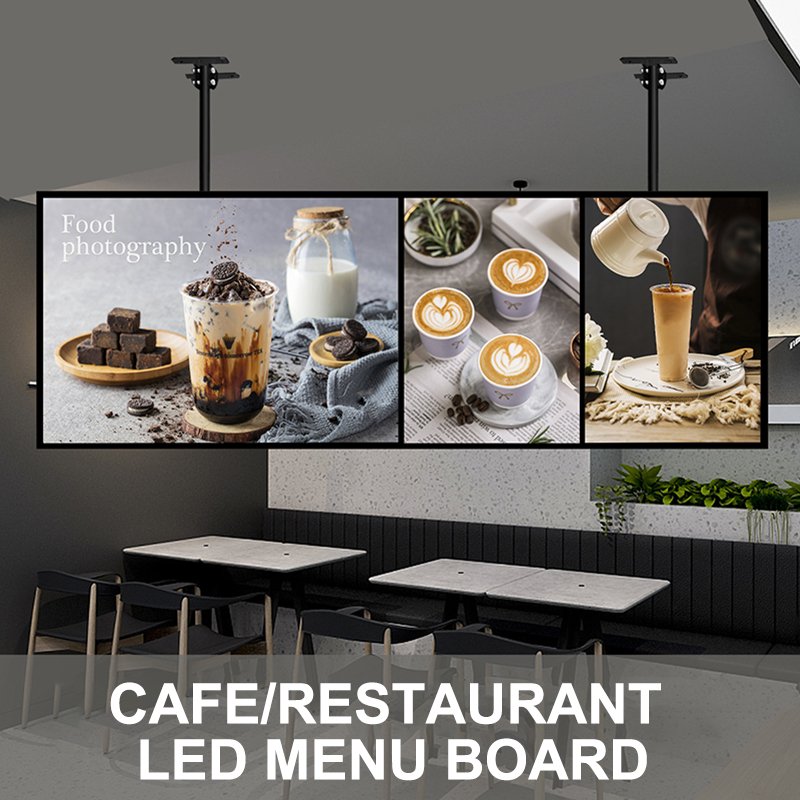 New Slim Snap Frame LED Light Box Illuminated Poster Display Led Menu Board For Restaurant Cafe Shops Wall Mounted Billboard
