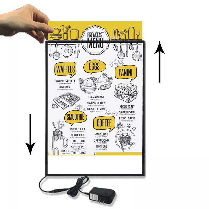 Wholesale Tempered glass super thin LED aluminum frame poster light box restaurant menu display wall mounted sign board