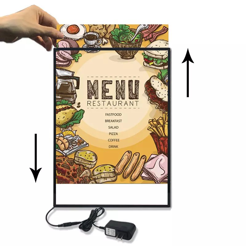 Wholesale Tempered glass super thin LED aluminum frame poster light box restaurant menu display wall mounted sign board