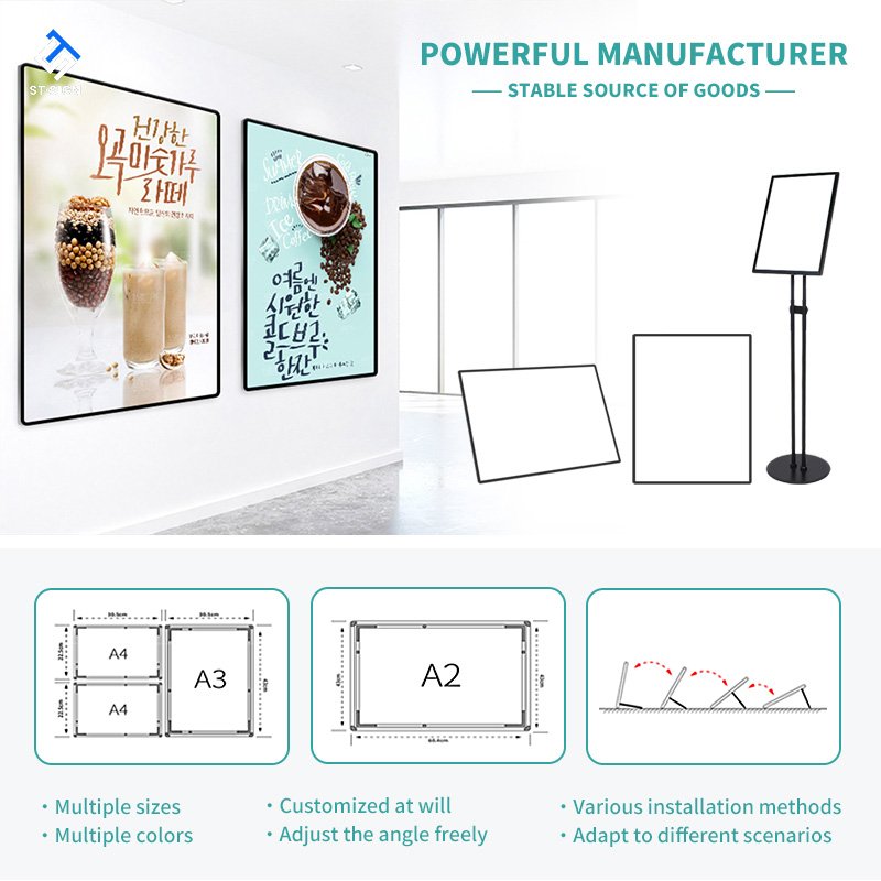 Popular A2/A3 Slim LED Menu Board Double Sided Advertising Light Boxes Restaurant Use Tempered Glass Sign Rectangle Similar A4