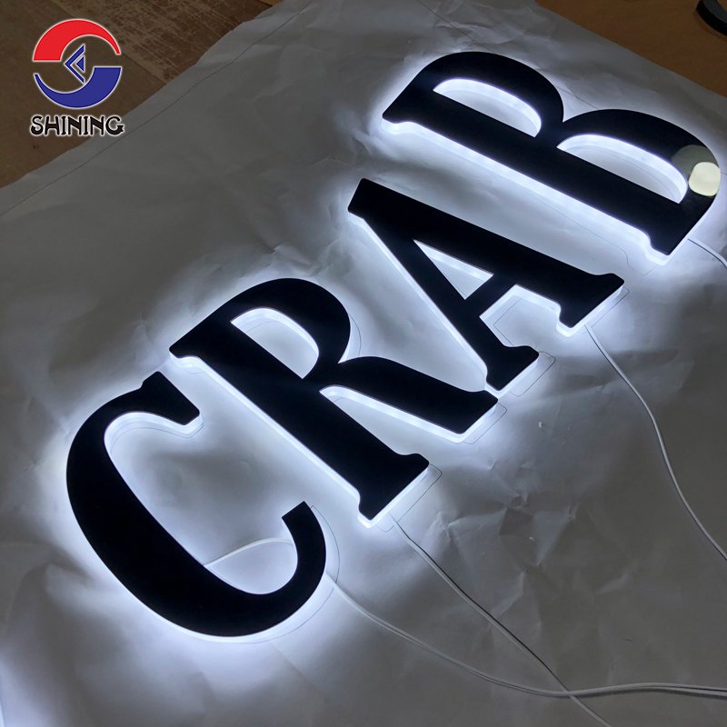 Shining Sign 3d Illuminated Logo Custom Acrylic Metal Back-lit Letters Stainless Steel Advertising Signs Electroplating Painting
