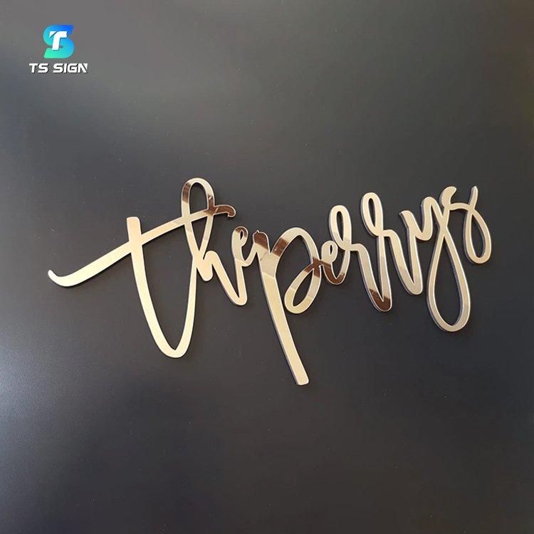 Acrylic Mirror Wall Logo Self Adhesive Removable 3D Letter Sign For Business Name