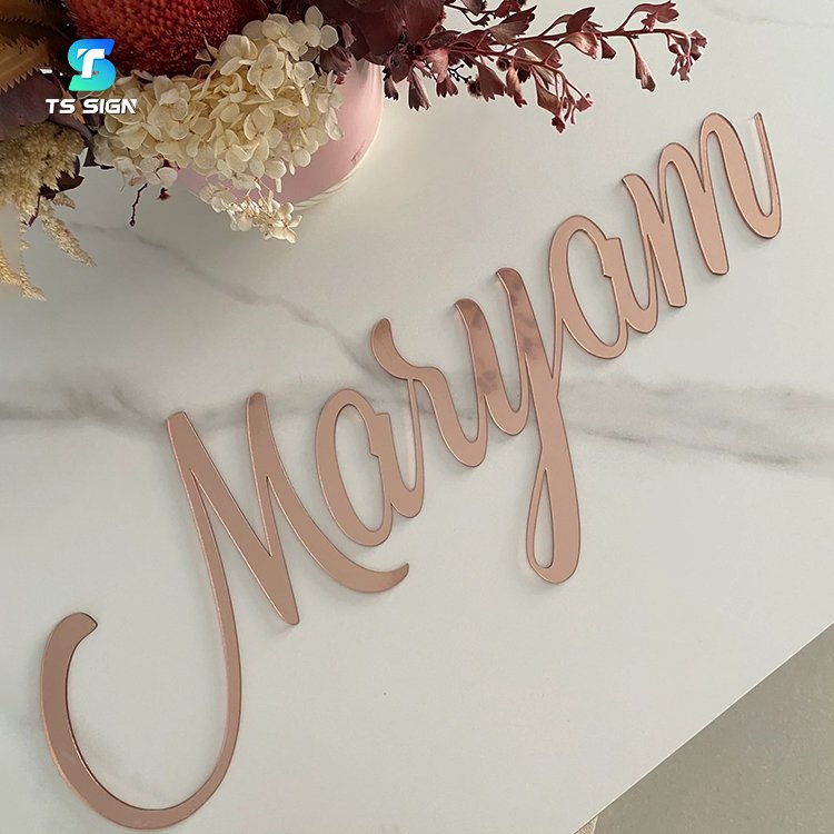 Acrylic Mirror Wall Logo Self Adhesive Removable 3D Letter Sign For Business Name