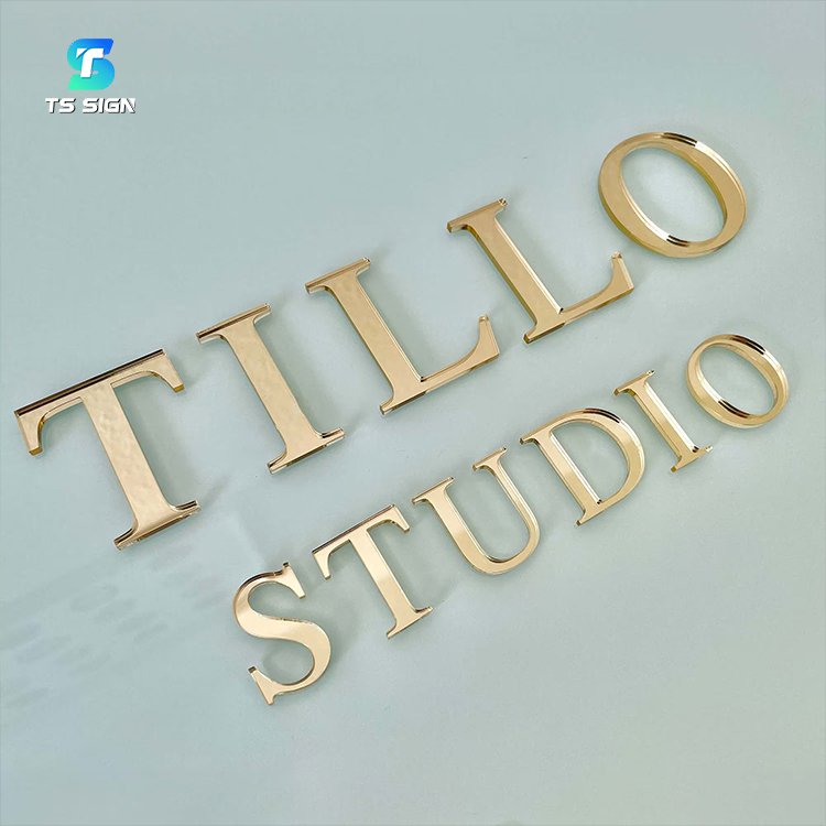 Acrylic Mirror Wall Logo Self Adhesive Removable 3D Letter Sign For Business Name